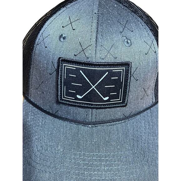 Men's Outdoor Cap Golf Club Patch Grey/Black Snapback mesh hat. Golf. Clubs - Picture 9 of 9
